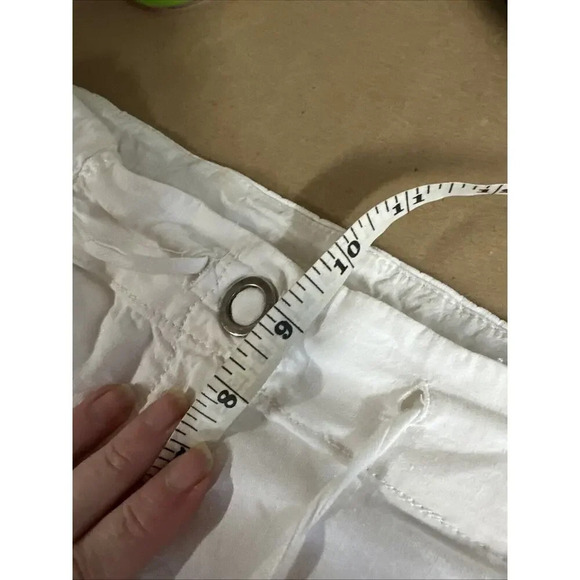 Eileen Fisher White Organic Linen Crop Cargo Utility Pants Womens Sz 8 Gorpcore‎ - Picture 7 of 9